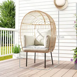 Outsunny Rattansessel Ei-Förmig 95 x 95 x 155 cm beige 1 St.