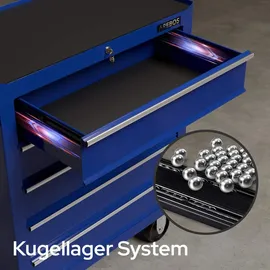 Arebos Werkstattwagen 5 Fächer zentral abschließbar | Blau