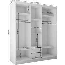 ax living Schwebetürenschrank Cabinio 180 x 216,1 x 61 cm Schwarz