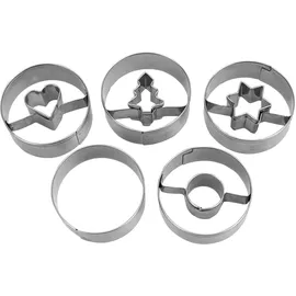 Städter 5-teiliges Linzer-Ausstecher Set Spitzbub - 4 cm - Höhe 1, 5cm - zum Backen oder Basteln geeignet, 954199, Silber