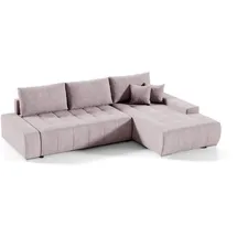Fun Möbel Ecksofa Sofa mit Schlaffunktion VOGAR Stoff Aston Blush Ottomane Rechts - Rosa