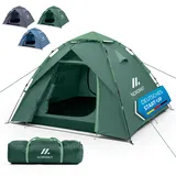 NORDMUT® Wurfzelt 2-4 Personen für blitzschnellen Aufbau – Pop Up Zelt 2-4 Personen wasserdicht & UV-Schutz – Campingzelt mit hervorragender Luftzirkulation (Grün)