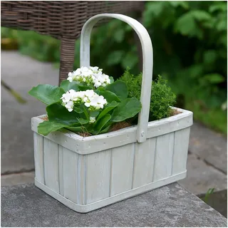 Hti-Living Pflanzkorb Weiß mit Henkel