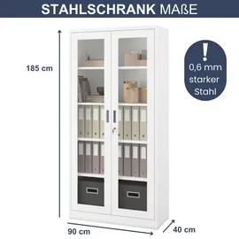 Jan Nowak Vitrinenschrank abschließbar AMELIA Glastüren, 185 x 90 x 40 cm, Wohnzimmer, Wohnwände, Vitrinenschränke