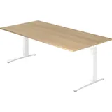 Hammerbacher Schreibtisch C-Fuß 200x100cm Eiche / Weiß