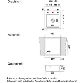Systemceram Mera 46 links Keramik Weiß matt Excenterbetätigung 1000 x 500 mm