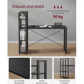 VASAGLE Computertisch, mit Regalböden rechts oder links