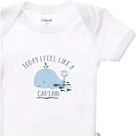 LILIPUT Body "Whale Captain", Mädchen, Gr. 50/56, EURO-Größen, blau (blau, weiß), 100% Baumwolle, bedruckt, kurz, Rundhals, Bodys Body, mit niedlichem Frontprint