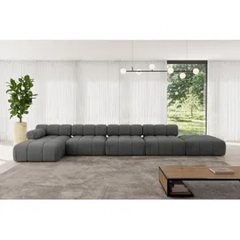 altdecor Ecksofa modulares Sofa Lizur-L3 - 475x160x70 cm Dunkelgrau Velours