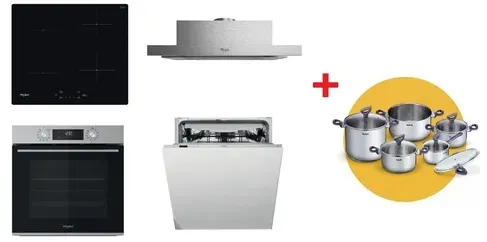 Whirlpool Backofen OMK58CU1SX + Induktionskochfeld WSQ7360NE + Dunstabzugshaube AKR7491IX + Einbau-Geschirrspüler WIC3C26F SETWH29