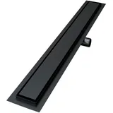 VILSTEIN VILSTEIN® Duschrinne Schwarz Extra Flach [50CM] - Bodenabfluss Dusche Komplettset - Ablaufrinne Dusche - Duschabfluss - Siphon mit Geruchsstop & Haarsieb - Randablauf - Duschablauf