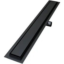 VILSTEIN VILSTEIN® Duschrinne Schwarz Extra Flach [50CM] - Bodenabfluss Dusche Komplettset - Ablaufrinne Dusche - Duschabfluss - Siphon mit Geruchsstop & Haarsieb - Randablauf - Duschablauf