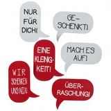 Boltze Message Dekoanhänger Geschenkhänger mit Clip Eisen rot weiß 6 tlg