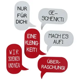 Boltze Message Dekoanhänger Geschenkhänger mit Clip Eisen rot weiß 6 tlg
