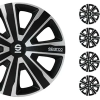Sparco Radzierblenden Palermo - 14-Zoll - Silber/Schwarz - Satz mit 4 Stück