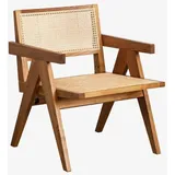 Sessel mit Armlehnen aus Eschenholz und Rattan Lali Esche braun - Sklum