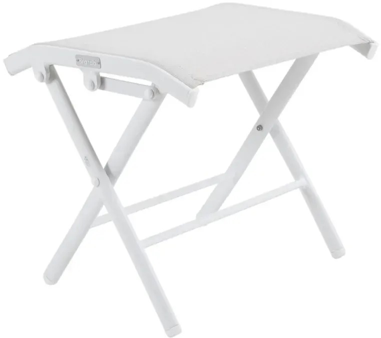 Gartenhocker Andy aus Textilene und Aluminium, modern, klappbar, weiß, rechteckig