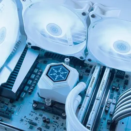 Silverstone SST-PF240W-ARGB-V2 - PermaFrost Premium-Wasserkühler, zweifach einstellbare 120-mm-PWM, ARGB, Intel/AMD, weiss