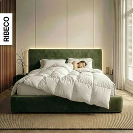 RIBECO GERMANY Daunenbettdecke 155x220 cm – Wärmeklasse: leicht – –kuschelige Decke mit Kassettensteppung, - Weiß