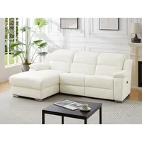 Vente-unique-Eckrelaxsofa elektrisch - Ecke Links - Leder - Weiß - Arena III