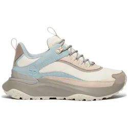 Timberland Womens Low Lace UP Waterproof Sneaker natural mesh w light blue 7 Wide Fit