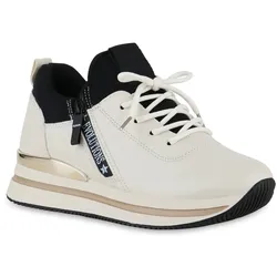 Damen Plateau Sneaker in Beige