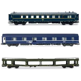 Jouef Autoreisezug WR (ex CIWL) SNCB + SNCF, WL T2 + DDm Autotransportwagen HJ4207 H0