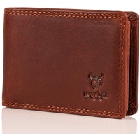 Matador Mini Geldbörse Portmonee Herren Klein | Männer Geldbeutel mit RFID Blocker Kleines Portemonnaie Herren Klein Leder | Kleiner Ledergeldbeutel Herren und Damen mit Geschenk-Box | Vintage Braun