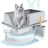 Uisave Vivifying Katzenklo Edelstahl, Leicht zu Reinigen und Geruchsresistent Katzentoilette aus Metall, Hochseitige Katzentoilette mit Deckel, XL Extra Große