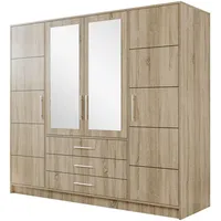 Mirjan24 Kleiderschrank Sonoma Eiche, 3 Schubladen, 196x200x58 cm, Schlafzimmer,