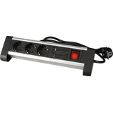 Perel Steckdosenleiste 1,4 m Schwarz/Grau 3 St.