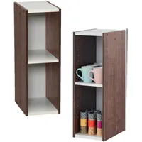 Iris Ohyama Platzsparendes Regal, Schlank, 2 Ebenen, Set aus 2, Braun, Verstellbar, Modular, Für Wohnzimmer, Homeoffice, Schlafzimmer, Organisation, Bücher, CD, Dekor, Einfache Montage, UB-6020