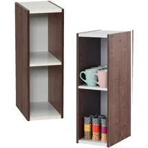 Iris Ohyama Platzsparendes Regal, Schlank, 2 Ebenen, Set aus 2, Braun, Verstellbar, Modular, Für Wohnzimmer, Homeoffice, Schlafzimmer, Organisation, Bücher, CD, Dekor, Einfache Montage, UB-6020