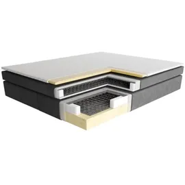 kaiser möbel Boxspringbett mit zwei matratze und topper SEVI stoff Monolith Braun 140 cm x 200 cm - Braun