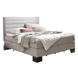 LIFE STYLE by schlaraffia Boxspringbett LINEA 180 x 200 cm Stoffbezug silvergrau - 2 Taschenfederkernmatratze in einem Bezug - H2 und H3