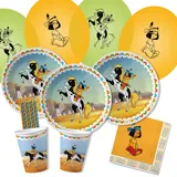 52-teiliges Party-Set - Indianer Yakari - Teller Becher Servietten Luftballons Trinkhalme für 8 Kinder