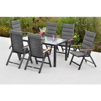 Merxx Astros Set 13-tlg. 6 Klappsessel 4 Auflagen Gartentisch
