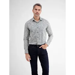 Poplin-Stretchhemd mit AOP - Light Seagreen - S