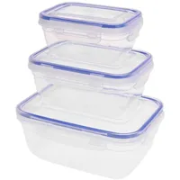 Excellent Houseware Lebensmittelbehälter Set transparent blau 3 x 0,4 l
