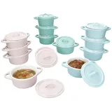 Mambocat Emilia Topf-Set 12-tlg. 4 x Mini-Cocotte rosa + 4 x Mini-Cocotte mint + 4 x Mini-Cocotte blau