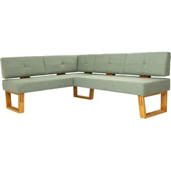 Eckbank »Ponza Polsterbank, Esszimmerbank«, mit Massivholzgestell, Küchenbank in tollen Farben, Breite 201x161 cm, Eiche geoelt/türkis + natur, , 23597312-0 B/H: 201 cm x 85 cm