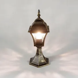 Licht-Erlebnisse Sockelleuchte Aluminium Glas 43 cm E27 Gold Antik