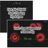 Daewoo Backofen Set Schwarz SoftClose Hydrolyse + Kochfeld Bräterzone
