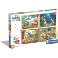 CLEMENTONI - 21514 - Supercolor Puzzle 4 In 1 - Disney Winnie The Pooh - Puzzle 12,16,20,24 Teile