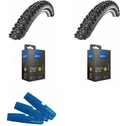 Schwalbe 2x Reifen BLACK JACK 26x2.10 + 2x Schwalbe DV13 + 1x Reifenheber SCHWARZ No Size