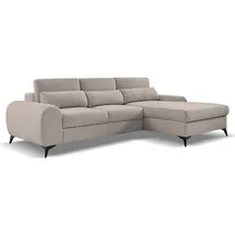 beautysofa Ecksofa MILAN L - Rechts Eckcouch mit Schlaffunktion & Bettkasten - Cappuccino (Sereno683) - Hellbraun