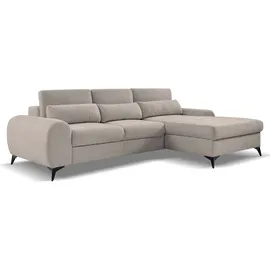 beautysofa Ecksofa MILAN L - Rechts Eckcouch mit Schlaffunktion & Bettkasten - Cappuccino (Sereno683) - Hellbraun