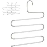 Relaxdays Hosenbügel 100467770, aus Edelstahl, Mehrfachbügel mit rutschfestem Bezug, weiß, 32,5cm, 4 Stück