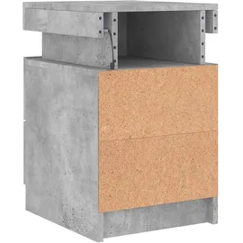 vidaXL Nachttisch mit LED-Leuchten Betongrau 35x39x55 cm