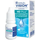 Hylo-Vision HD Plus Augentropfen – Befeuchtung & Schutz bei trockenen und gereizten Augen, unterstützen die Zellregeneration, leichtviskos, geeignet bei Kontaktlinsen, 15 ml